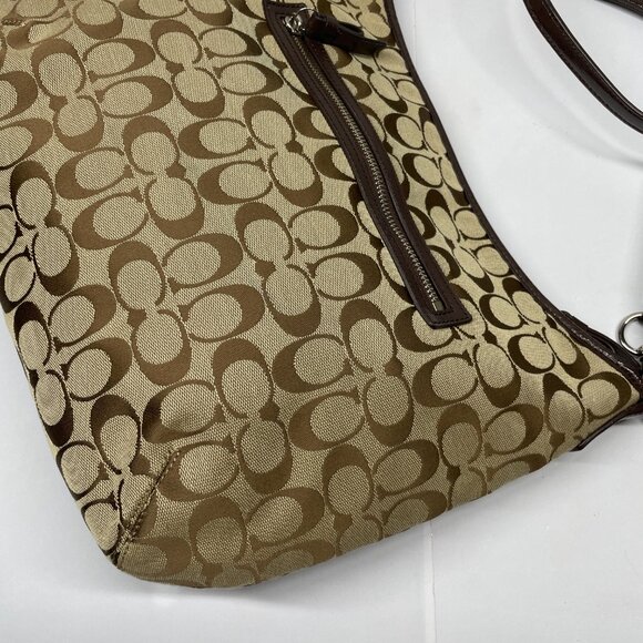 Coach Signature Handbag Purse F29941 Brown Canvas Monogram Crossbody Shoulder - Picture 4 of 10